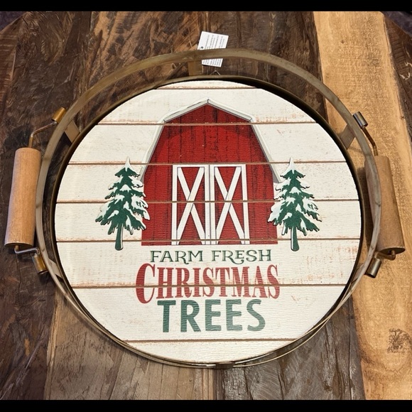 Farmhouse Christmas Serving Tray, FARM FRESH CHRISTMAS TREES, Holiday Decor - Picture 3 of 10